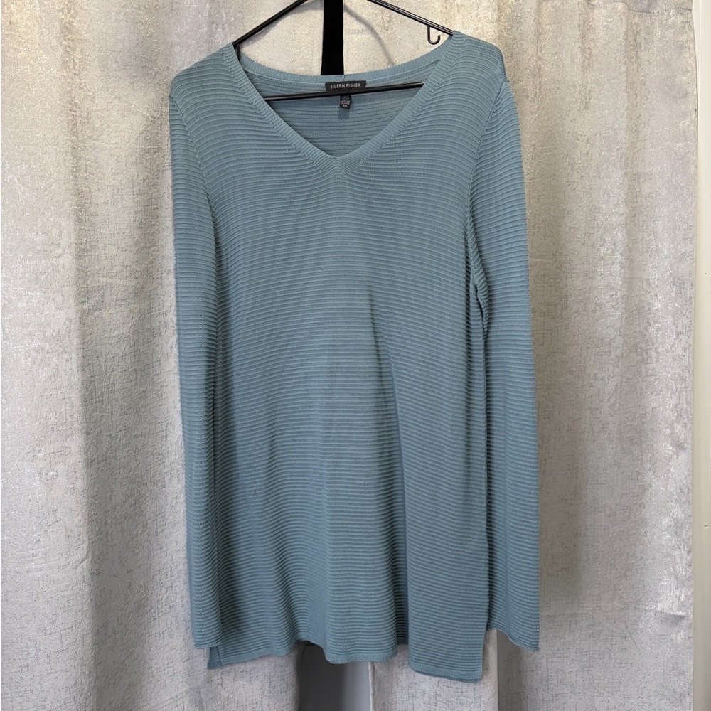 Eileen Fisher Light Blue Knit Sweater small LYOCELL